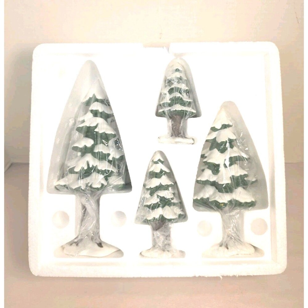 Dept 56 “ Village Porcelain Pines” Set Of 4 Heritage Village Collection 59001